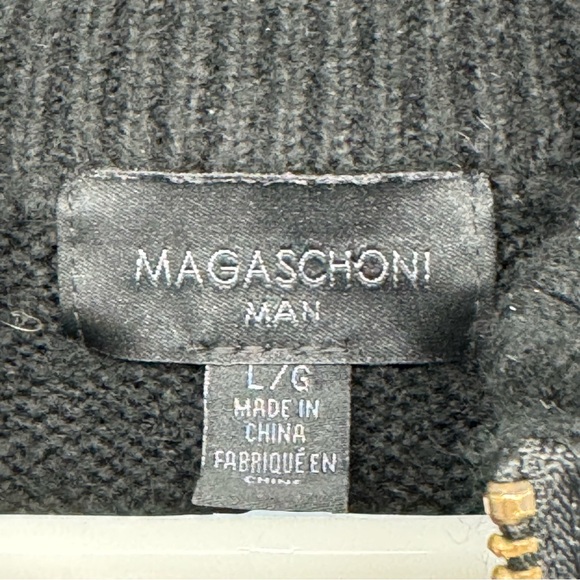 *Magaschoni Man Large Black Acrylic/Polyester/Wool/Nylon/Span Full Zip Sweater - Picture 9 of 10